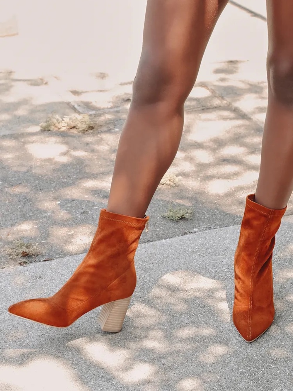 Lulus Alicey Rust Suede Mid-Shaft Sock Boots